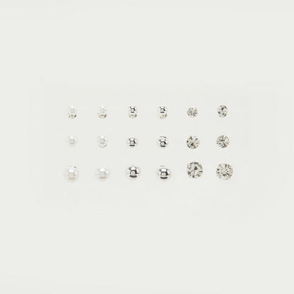 Set of 9 - Embellished Stud Earrings with Pushback Closure-Earrings-image-0
