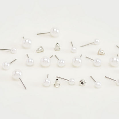Set of 9 - Gloo Pearl Embellished Stud Earrings-Earrings-image-1