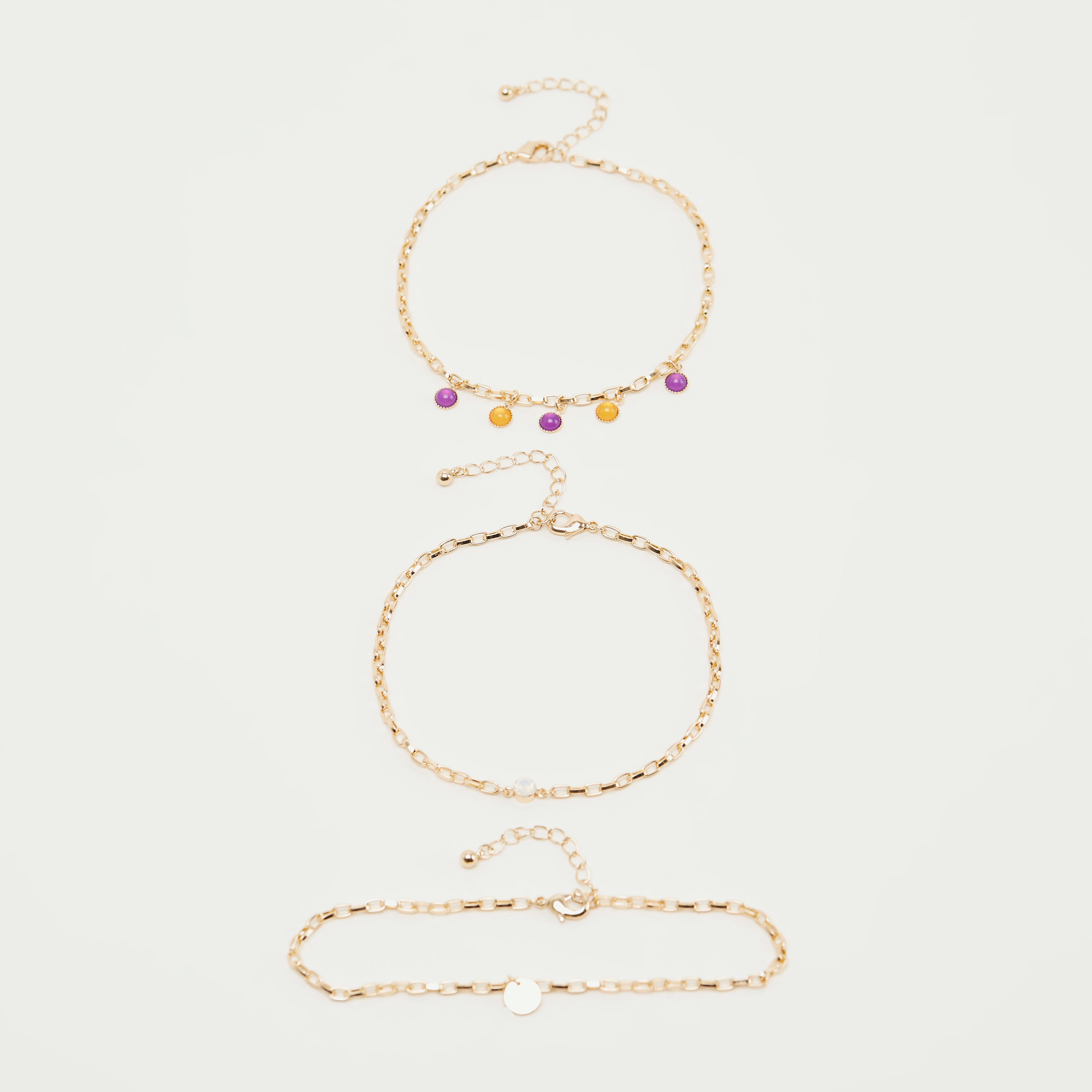 خلخال مزيّن ميتالك - طقم من 3-women-watchesandjewellery-jewellery-anklets-image-1