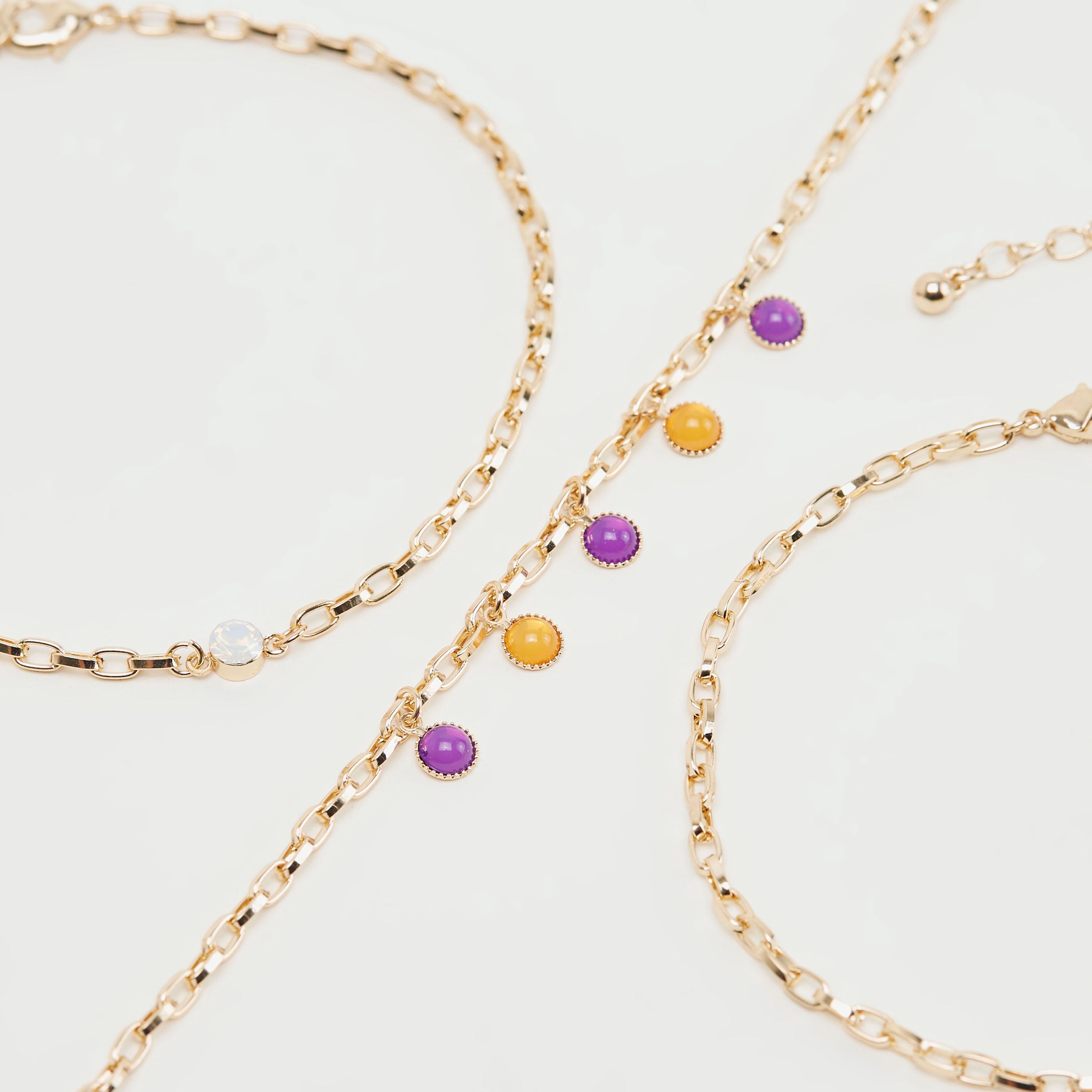 خلخال مزيّن ميتالك - طقم من 3-women-watchesandjewellery-jewellery-anklets-image-3