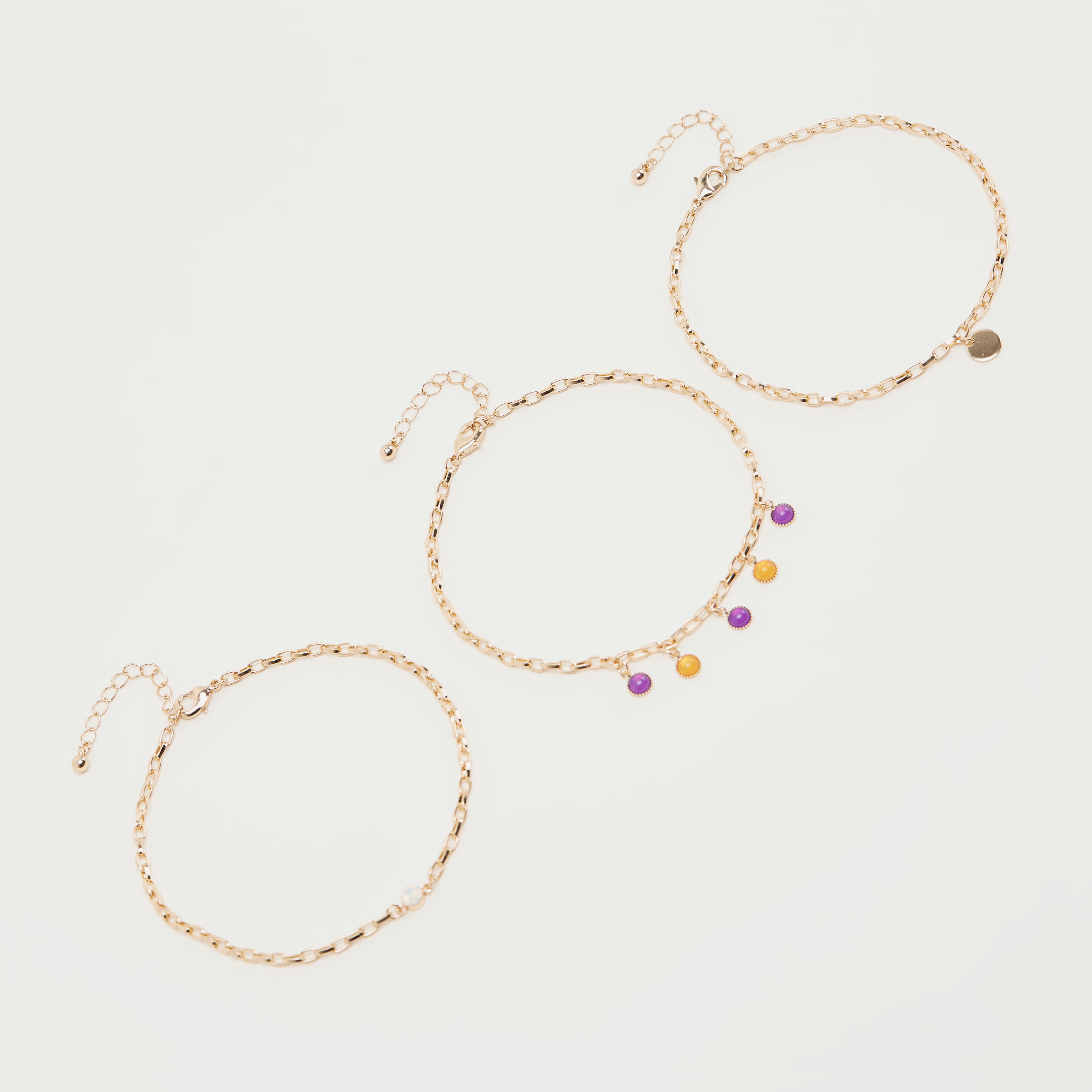 خلخال مزيّن ميتالك - طقم من 3-women-watchesandjewellery-jewellery-anklets-image-4