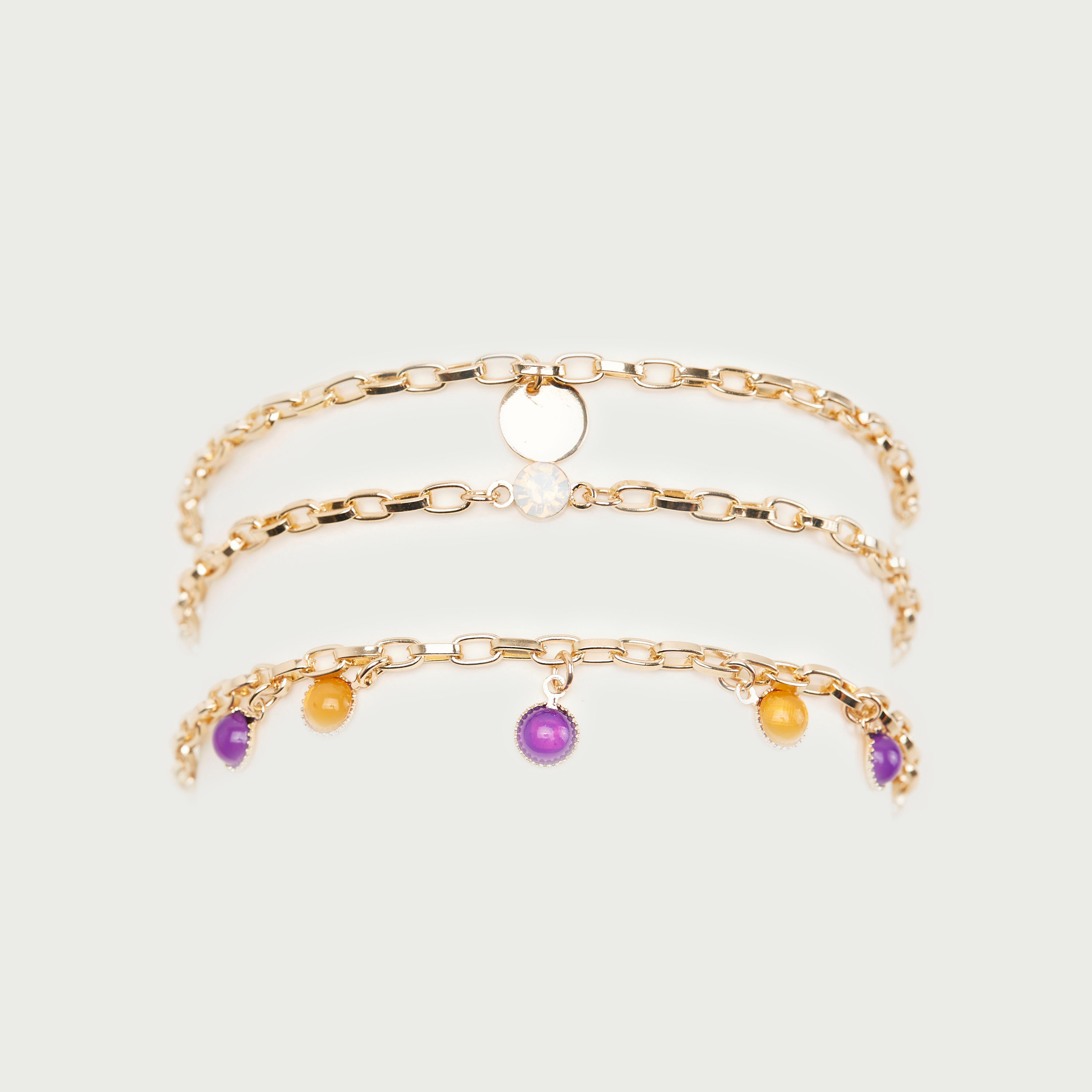 خلخال مزيّن ميتالك - طقم من 3-women-watchesandjewellery-jewellery-anklets-image-5