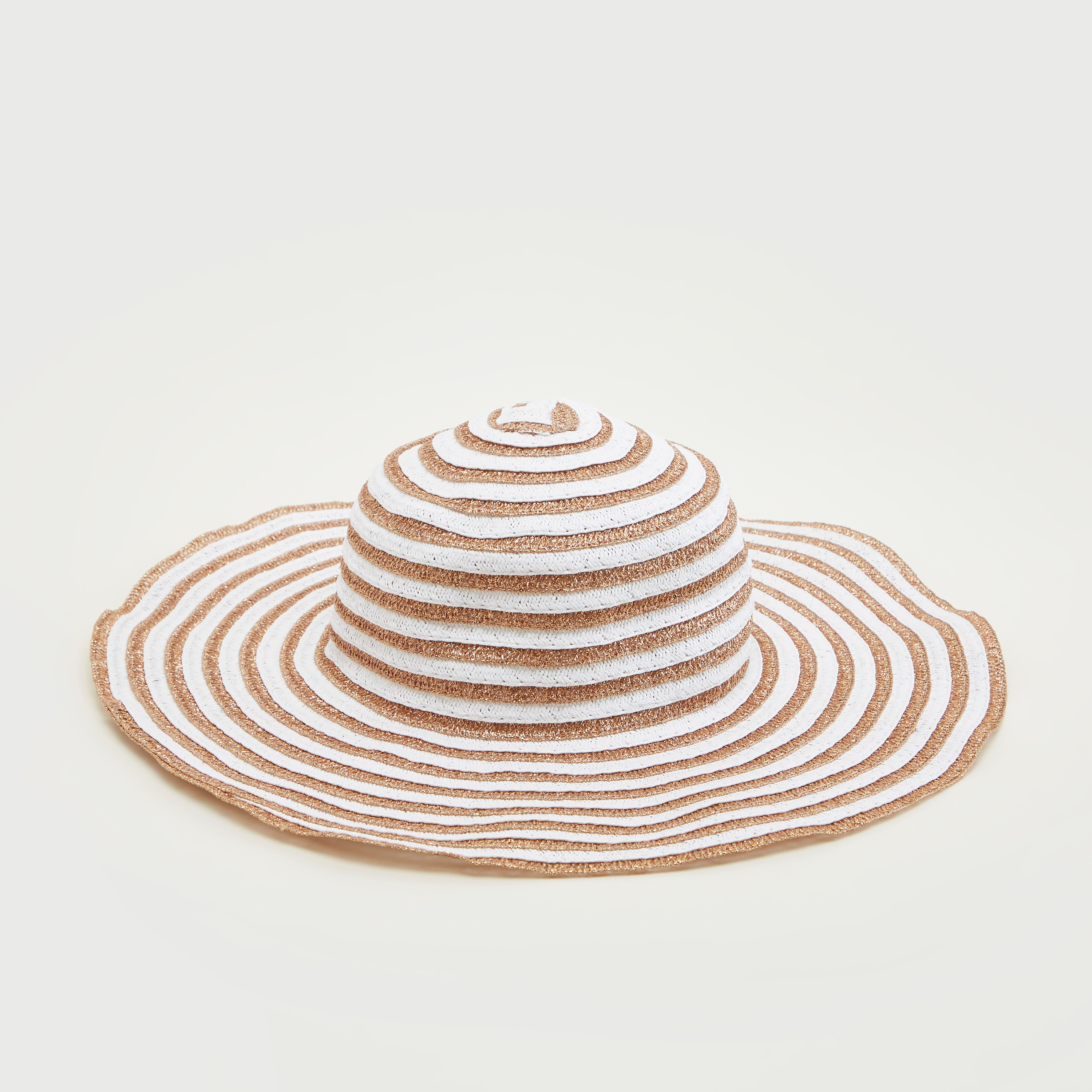 قبعة شاطئ بارزة الملمس ومخططة-women-clothingaccessories-capsandhats-image-1