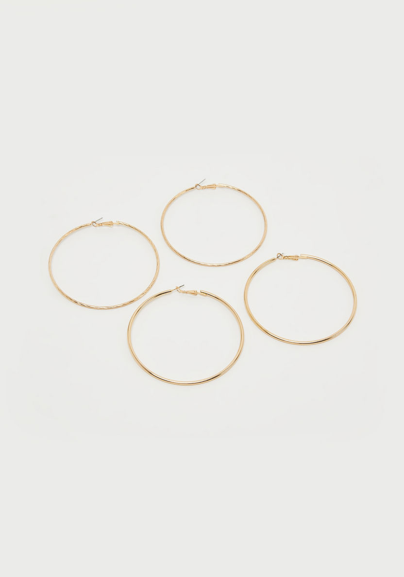 Set of 2 - Metallic Hoop Earrings-Earrings-image-0