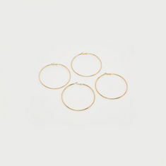 Set of 2 - Metallic Hoop Earrings