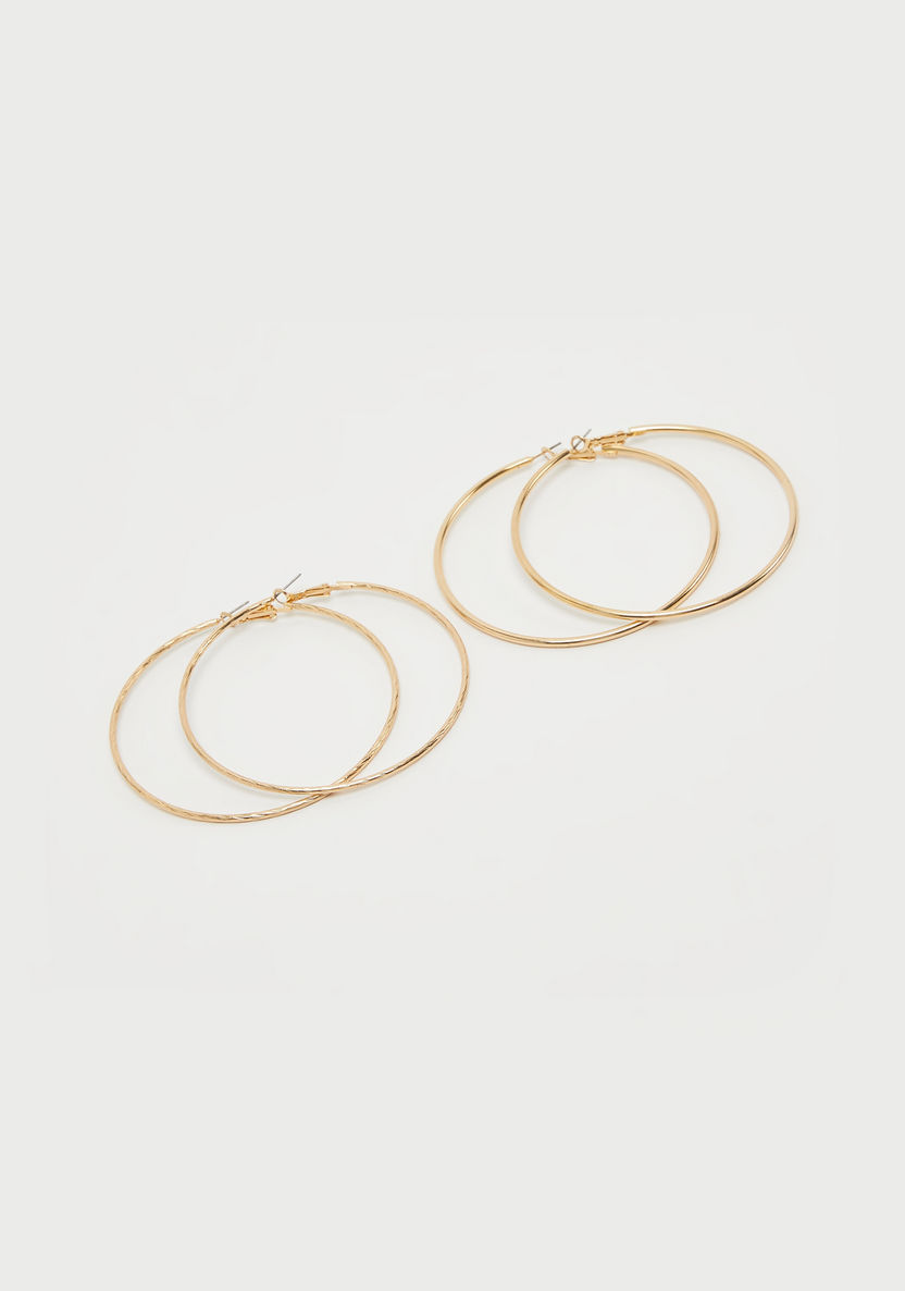 Set of 2 - Metallic Hoop Earrings-Earrings-image-1