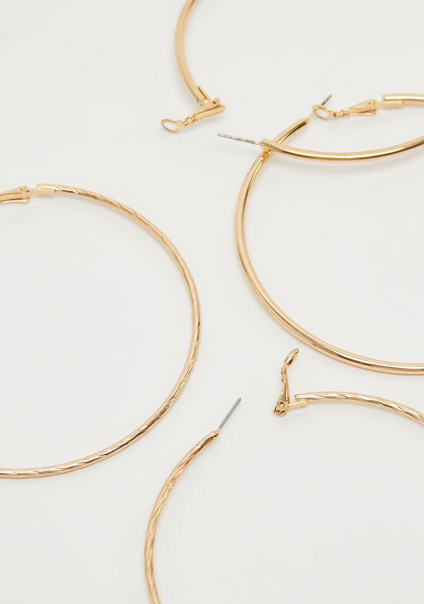 Set of 2 - Metallic Hoop Earrings-Earrings-image-2