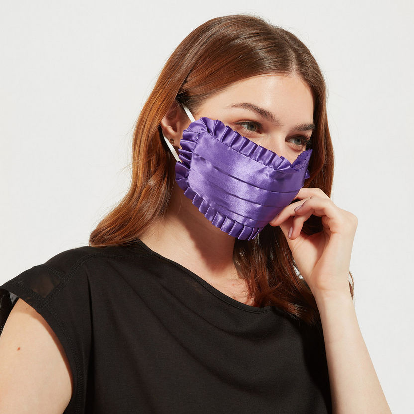 Pleated Face Cover with Frilly Edges-Face Masks-image-1