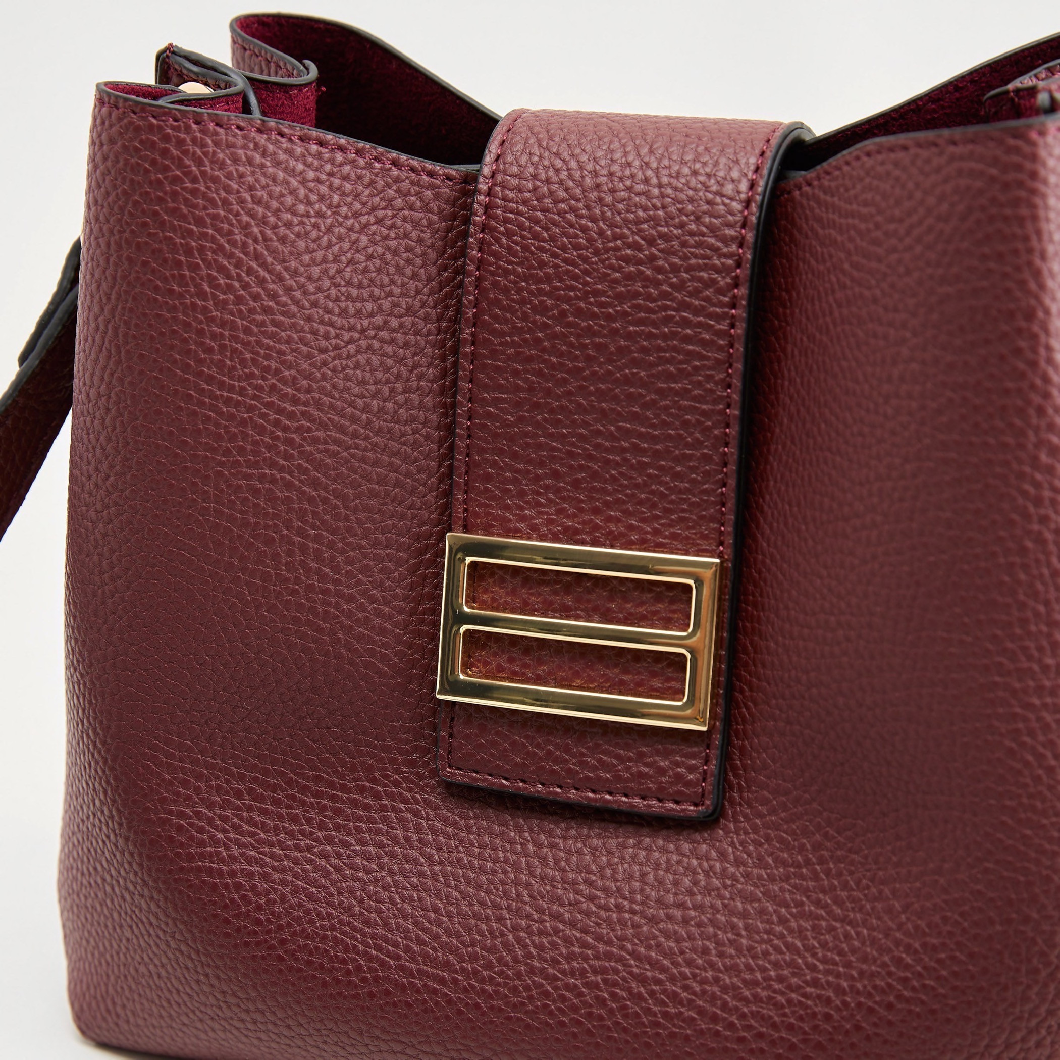 Textured Shoulder Bag with Flap Closure and Handle-women-bagsandwallets-handbags-image-2