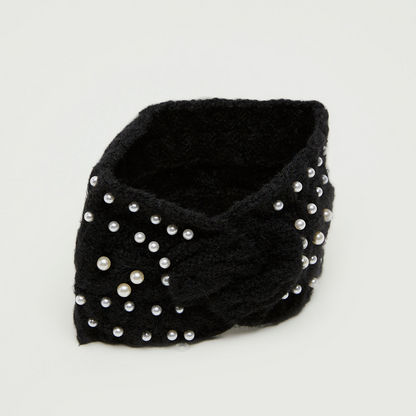 Pearl Embellished Knitted Twisted Knot Headband