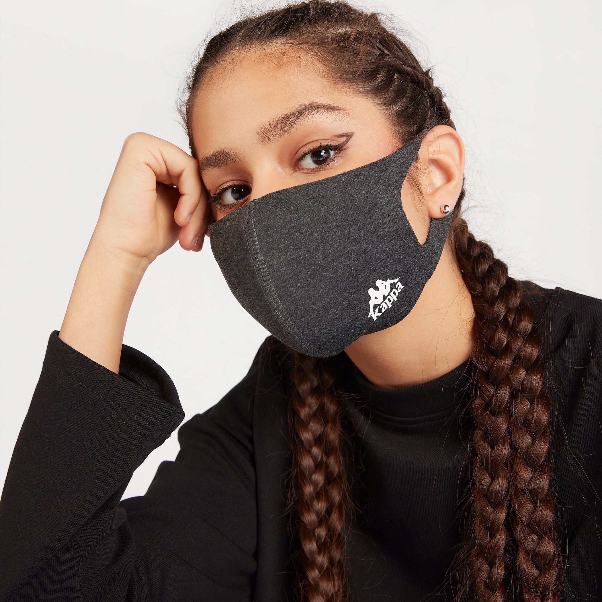 Buy Kappa Logo Print Anti Dust Face Mask with Cutout Ear Loops Splash UAE