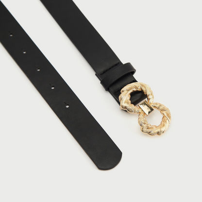Solid Waist Belt with Buckle Closure