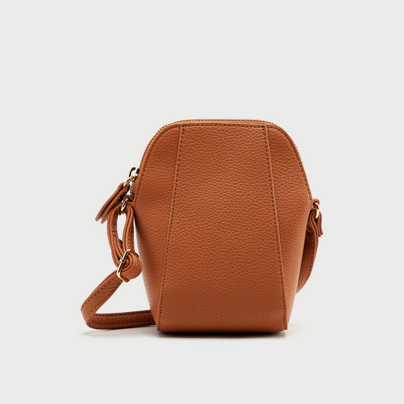 Textured Crossbody Bag with Adjustable Strap and Zipper Closure-Bags-image-0