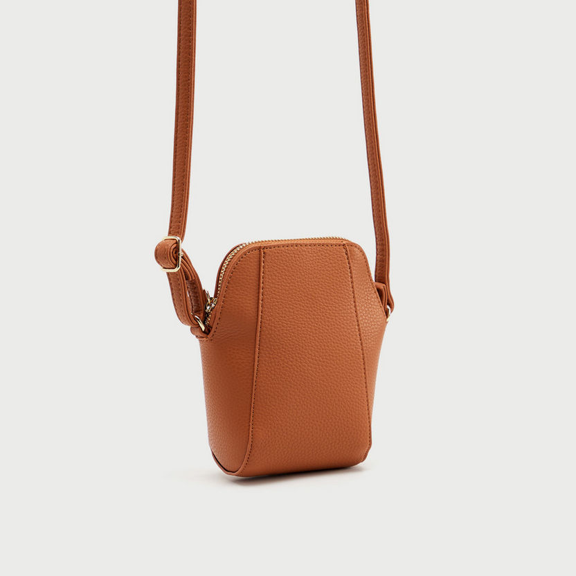 Textured Crossbody Bag with Adjustable Strap and Zipper Closure-Bags-image-2