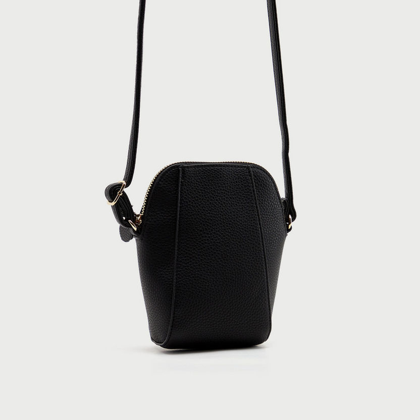 Textured Crossbody Bag with Adjustable Strap and Zipper Closure-Bags-image-2