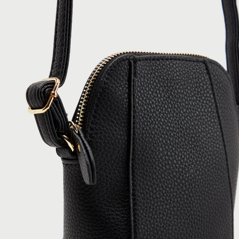 Textured Crossbody Bag with Adjustable Strap and Zipper Closure-Bags-image-3