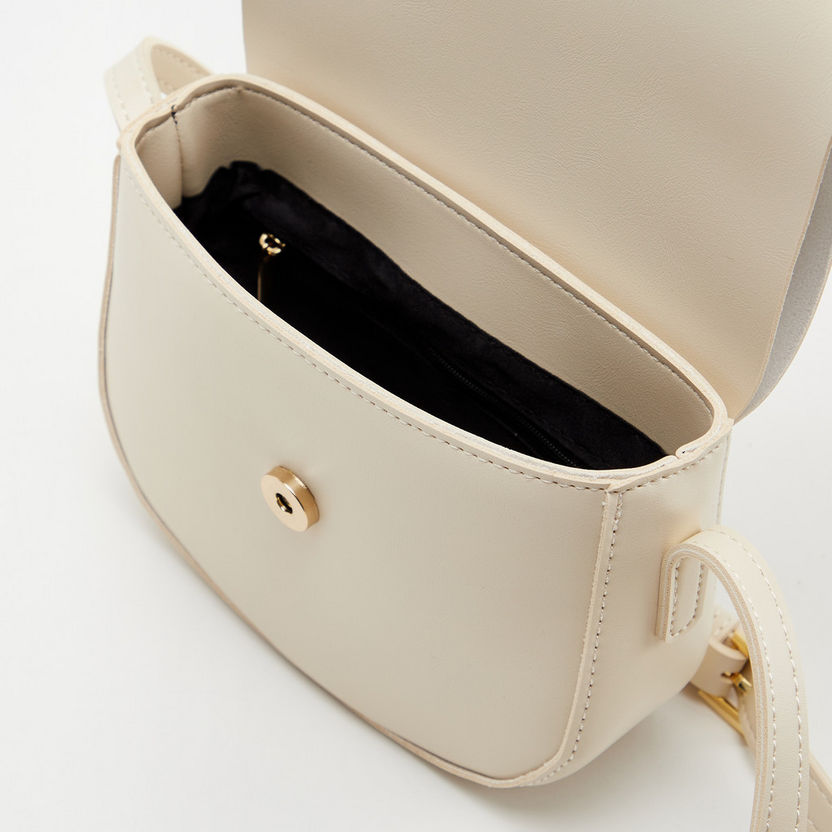 Solid Crossbody Bag with Adjustable Strap and Snap Closure-Bags-image-1