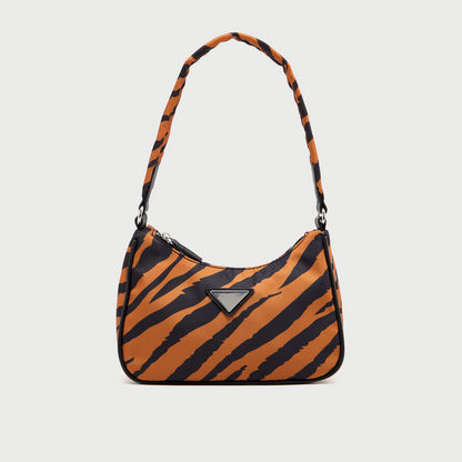 Animal Print Shoulder Bag with Zip Closure-Bags-image-0