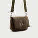 Solid Crossbody Bag with Flap Closure and Detachable Strap-Bags-thumbnail-2