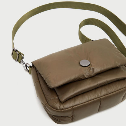 Solid Crossbody Bag with Flap Closure and Detachable Strap-Bags-image-3