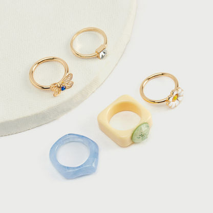 Set of 5 - Assorted Embellished Rings