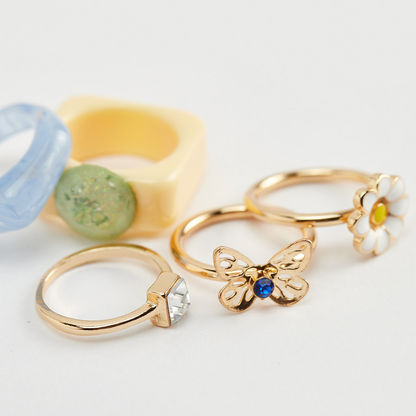 Set of 5 - Assorted Embellished Rings