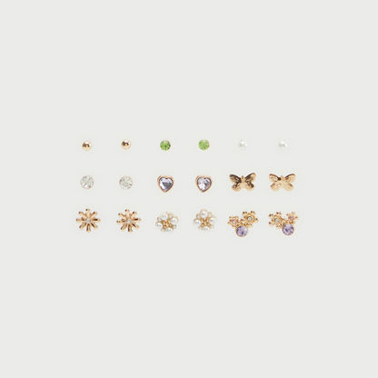 Set of 9 - Embellished Earrings
