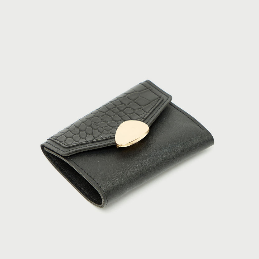 Animal Textured Cardholder with Magnetic Snap Button-Wallets-image-1