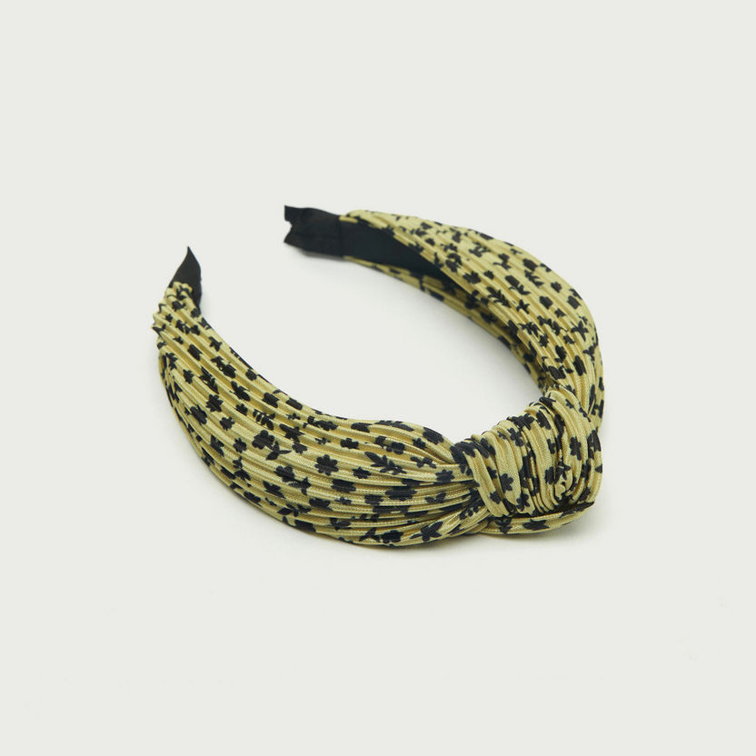 Floral Print Hairband with Knot Detail-Hair Accessories-image-0