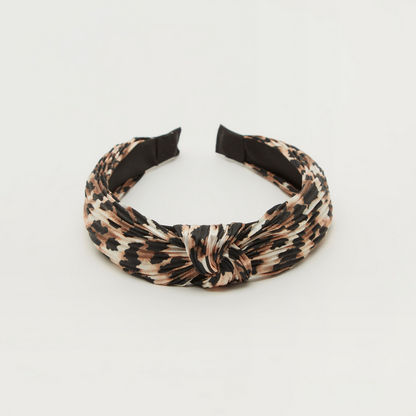 Animal Print Hairband with Knot Detail