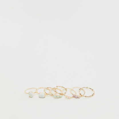 Set of 8 - Metallic Embellished Rings-Rings-image-2