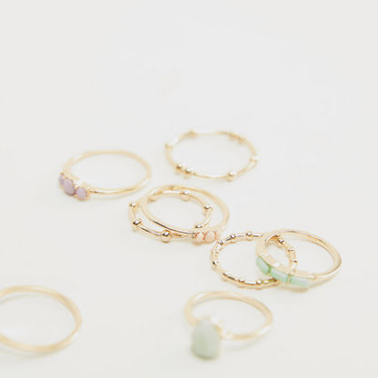 Set of 8 - Metallic Embellished Rings-Rings-image-4