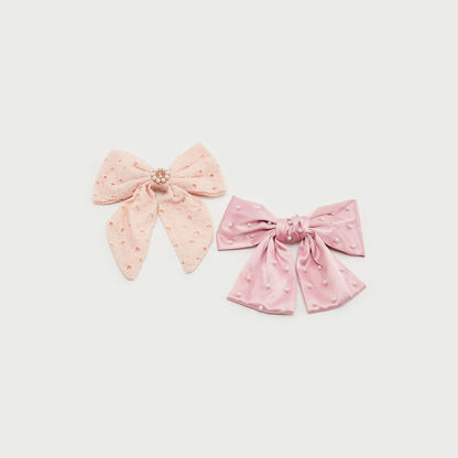 Set of 2 - Embellished Bow Hair Clip-Hair Accessories-image-0