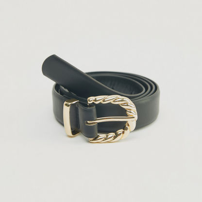 Solid Waist Belt with Pin Buckle Closure-Belts-image-4