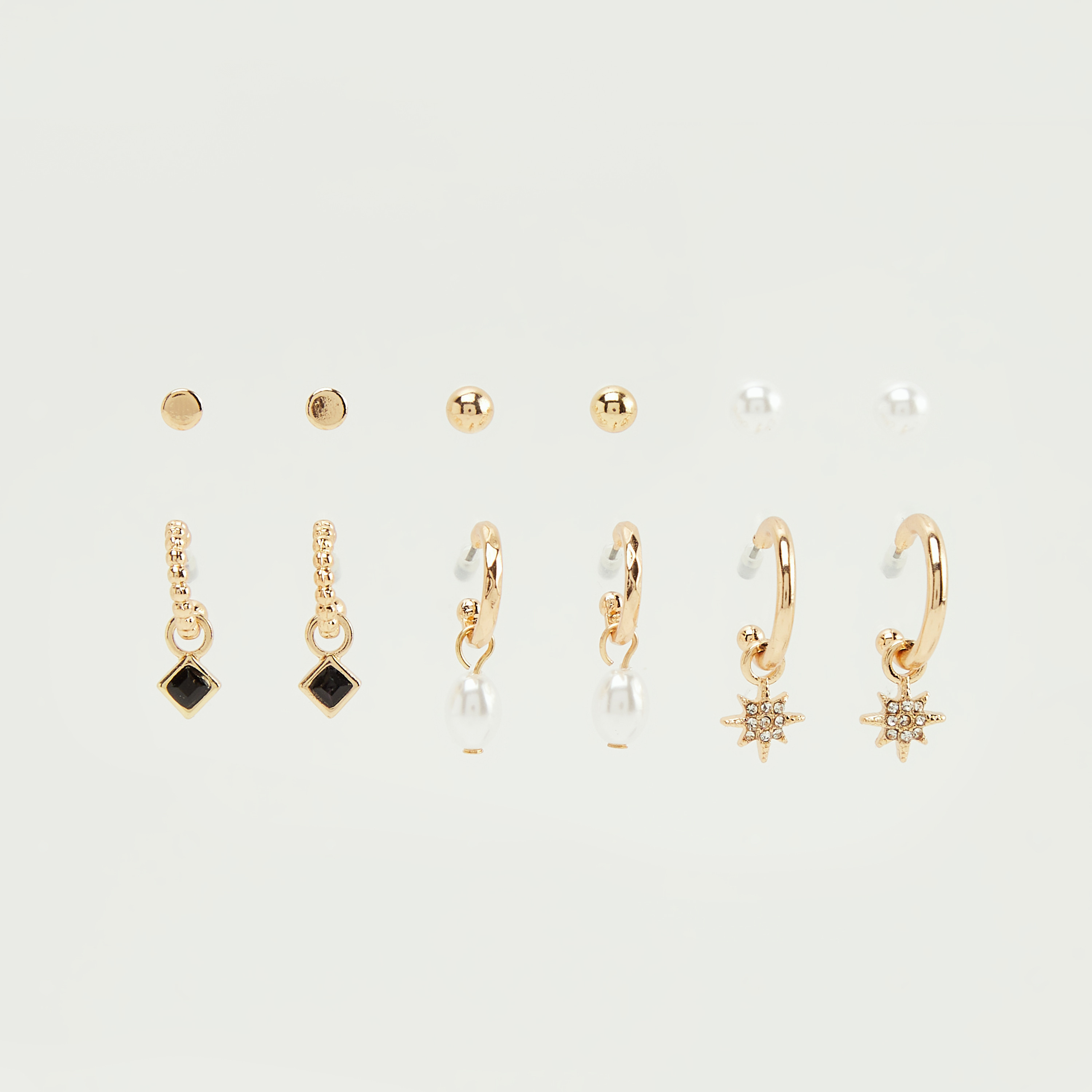 حلقان بمكبس إغلاق خلفي من جلوو - طقم من 6 قطع متنوعة-women-watchesandjewellery-jewellery-earrings-image-1