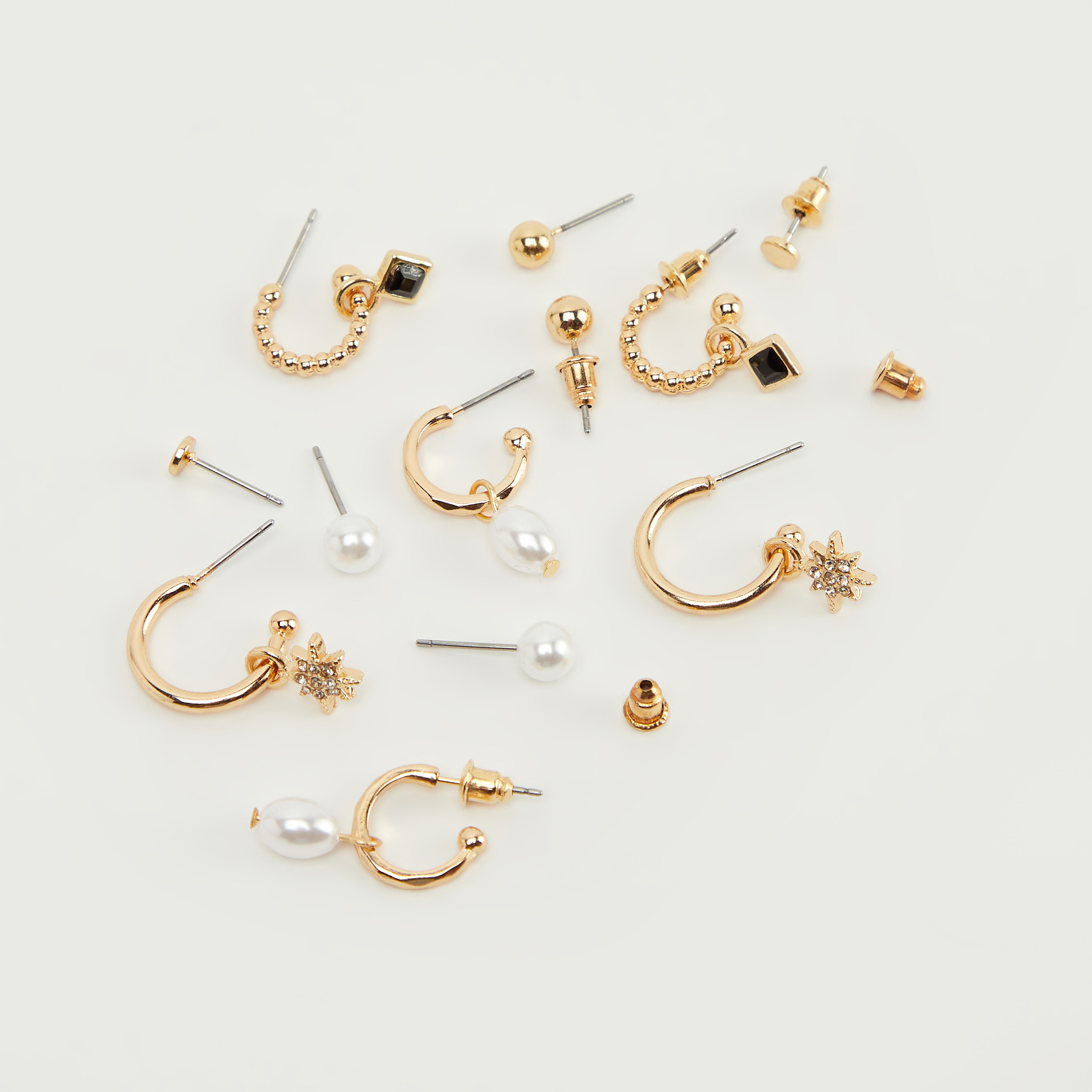 حلقان بمكبس إغلاق خلفي من جلوو - طقم من 6 قطع متنوعة-women-watchesandjewellery-jewellery-earrings-image-2