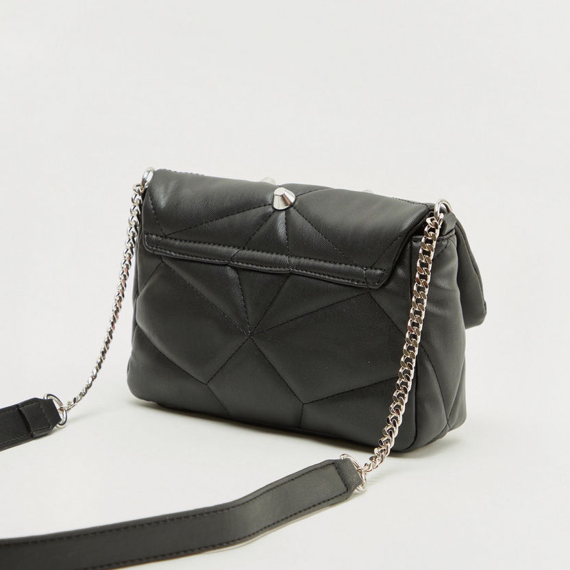 Metallic Stud Detail Crossbody Bag with Magnetic Snap Closure-Bags-image-4