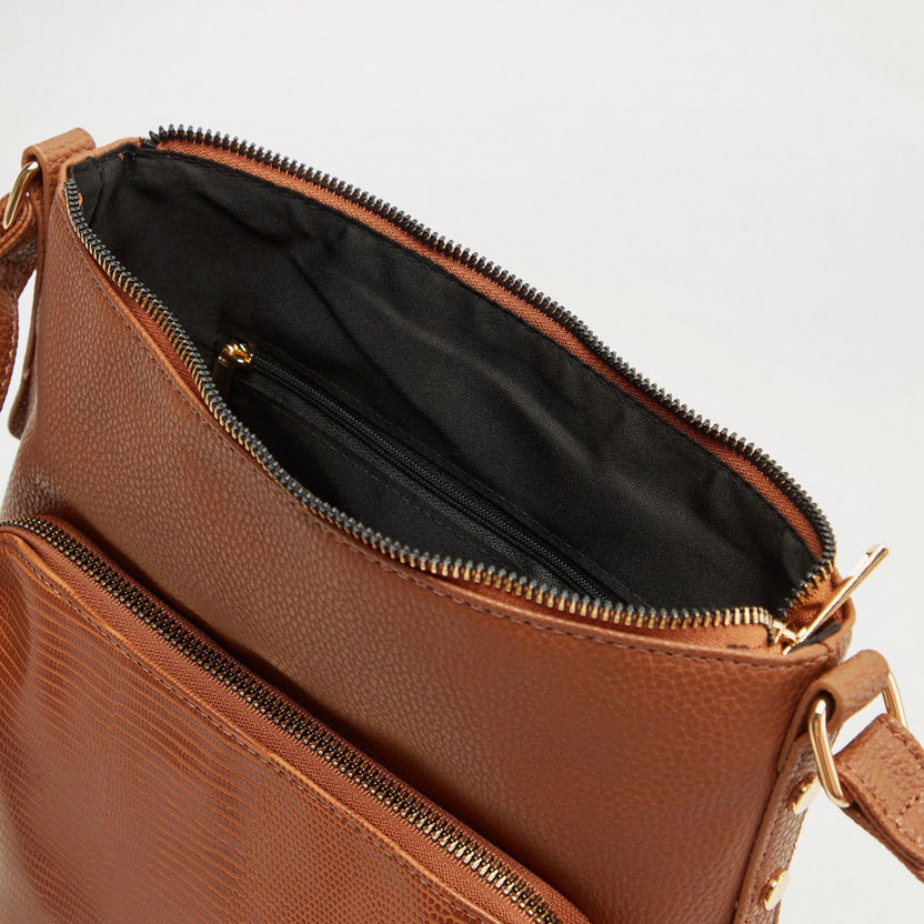Textured Messenger Bag with Adjustable Strap-Bags-image-5