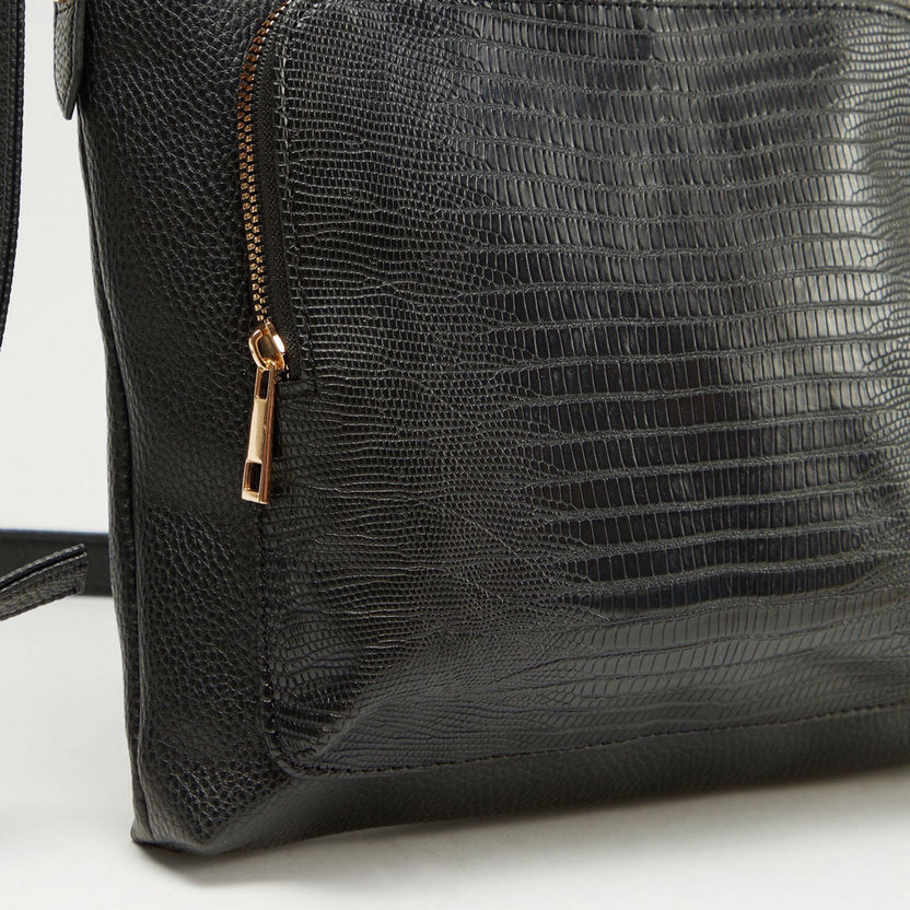 Textured Messenger Bag with Adjustable Strap-Bags-image-4
