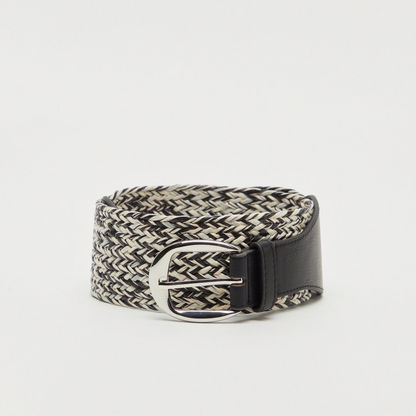 Textured Stretch Waist Belt with Pin Buckle-Belts-image-0
