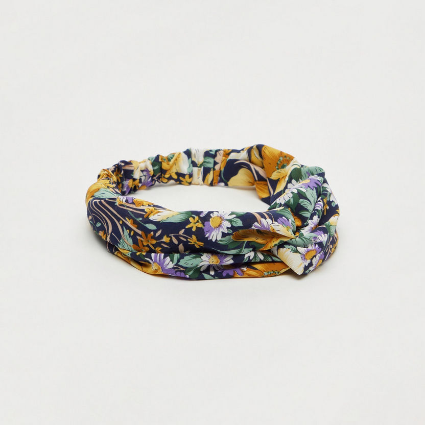 Floral Print Headband with Knot Detail-Hair Accessories-image-0