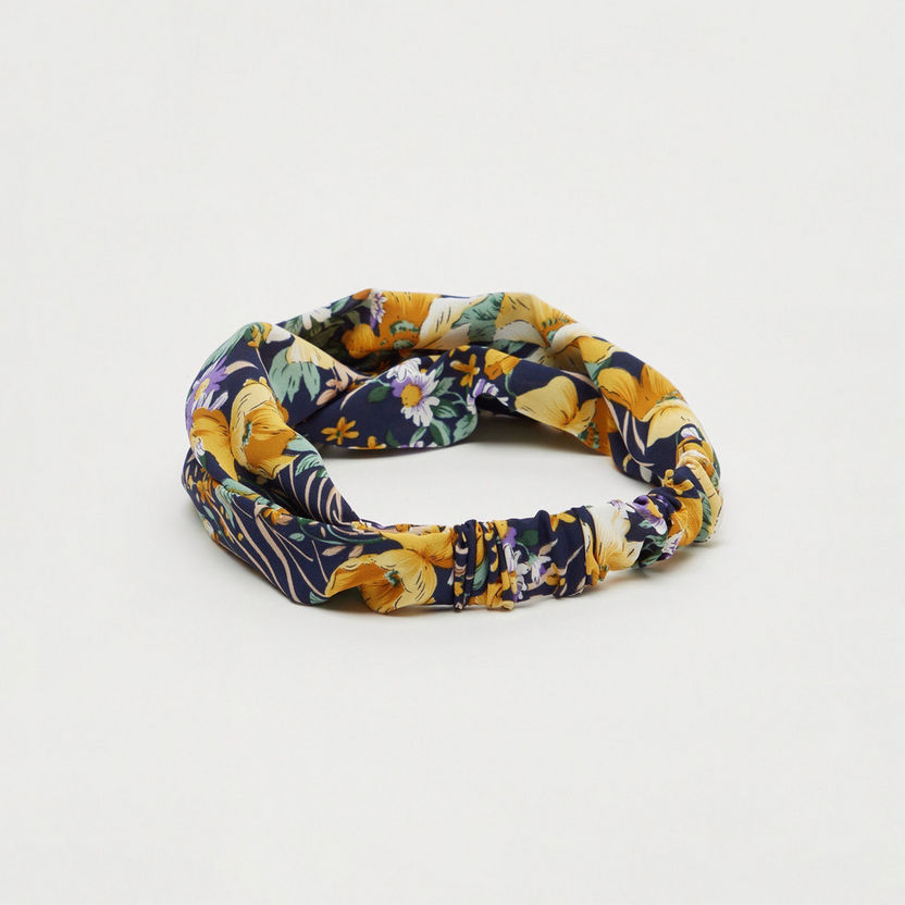 Floral Print Headband with Knot Detail-Hair Accessories-image-2