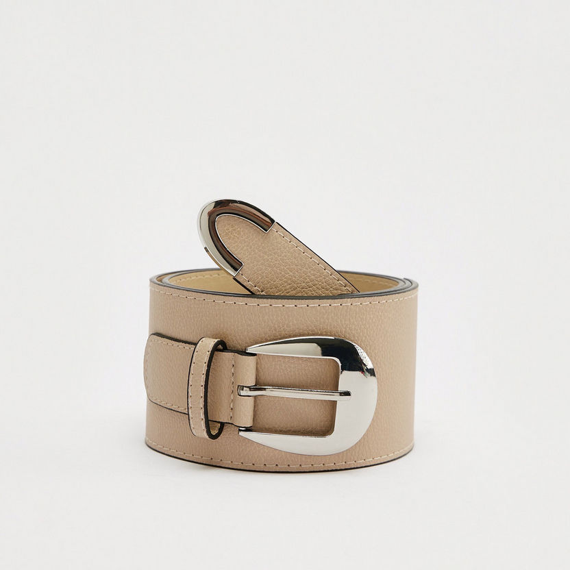 Textured Wide Belt with Pin Buckle Closure-Belts-image-0
