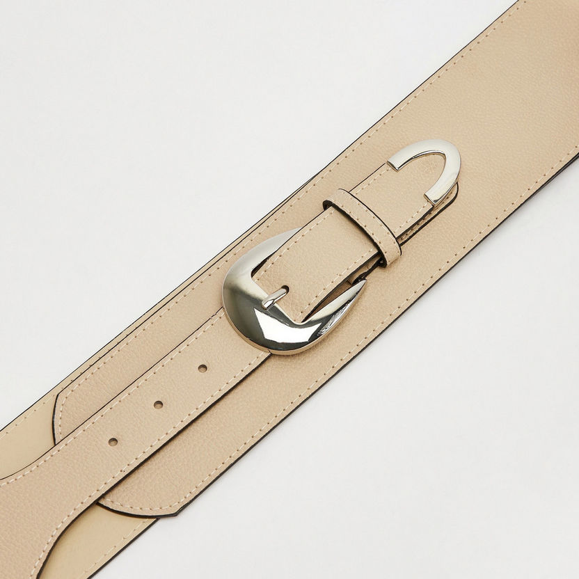 Textured Wide Belt with Pin Buckle Closure-Belts-image-2