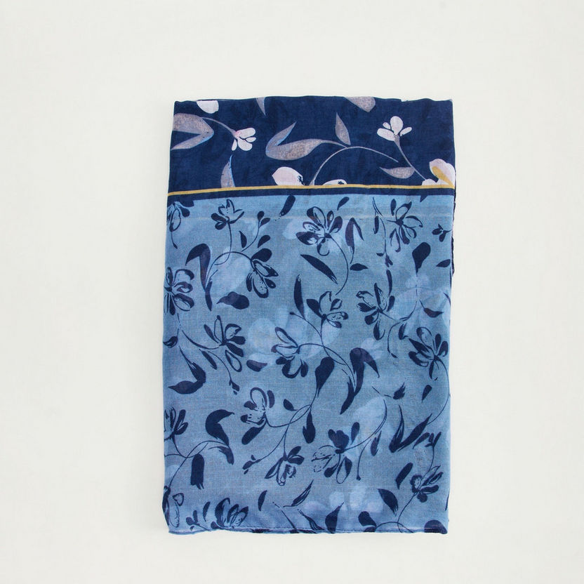 Floral Print Scarf with Border Detail-Scarves-image-3