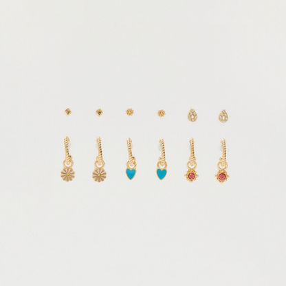 Set of 6 - Embellished Hoop Earrings with Pushback Closure-Earrings-image-0
