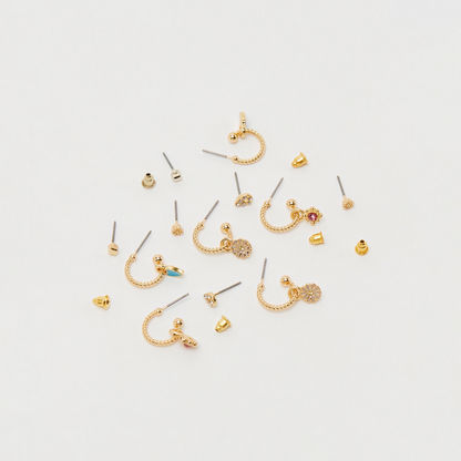 Set of 6 - Embellished Hoop Earrings with Pushback Closure-Earrings-image-3