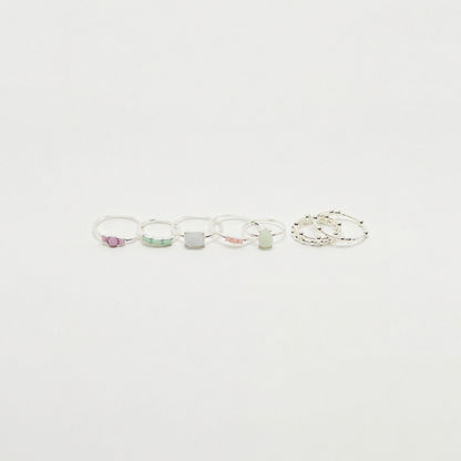 Set of 8 - Metallic Embellished Rings-Rings-image-3