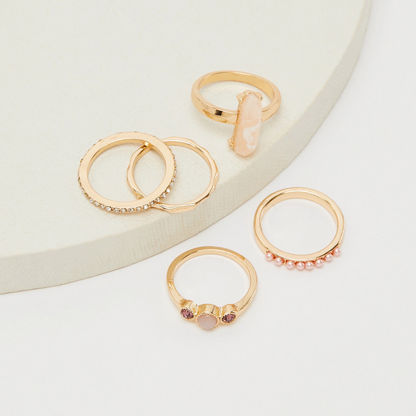 Set of 5 - Embellished Ring-Rings-image-0