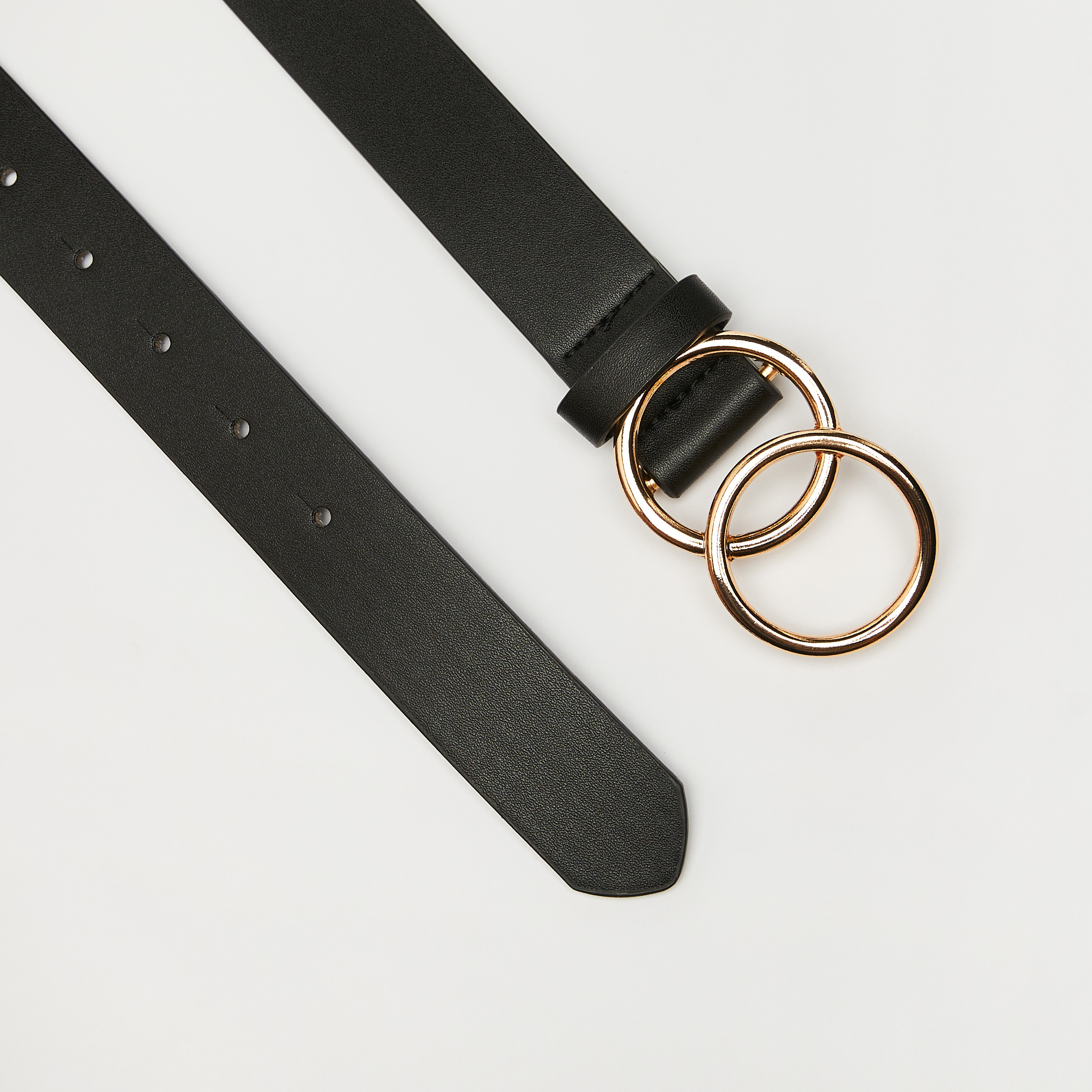 Double o ring on sale belt black and gold